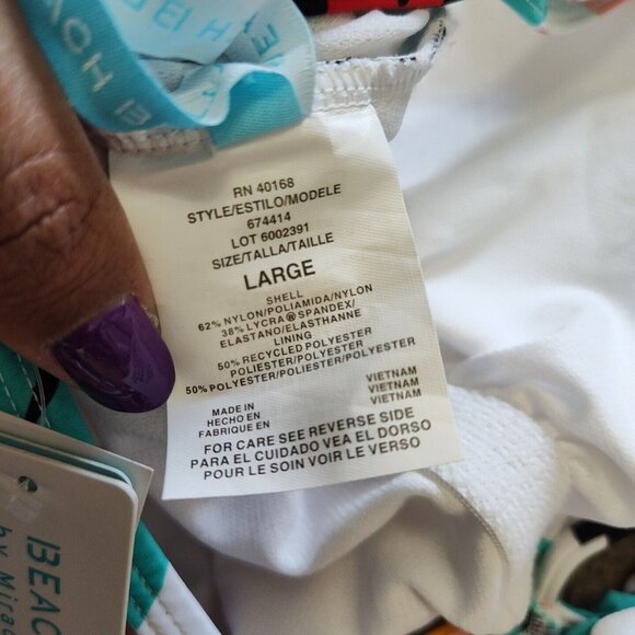 Beach Betty by Miracle Brands One Piece Swimsuit Women Size L Colorful Floral - Picture 7 of 12